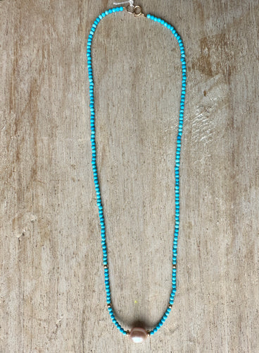 Turquoise Mini Bead & Pearl Necklace