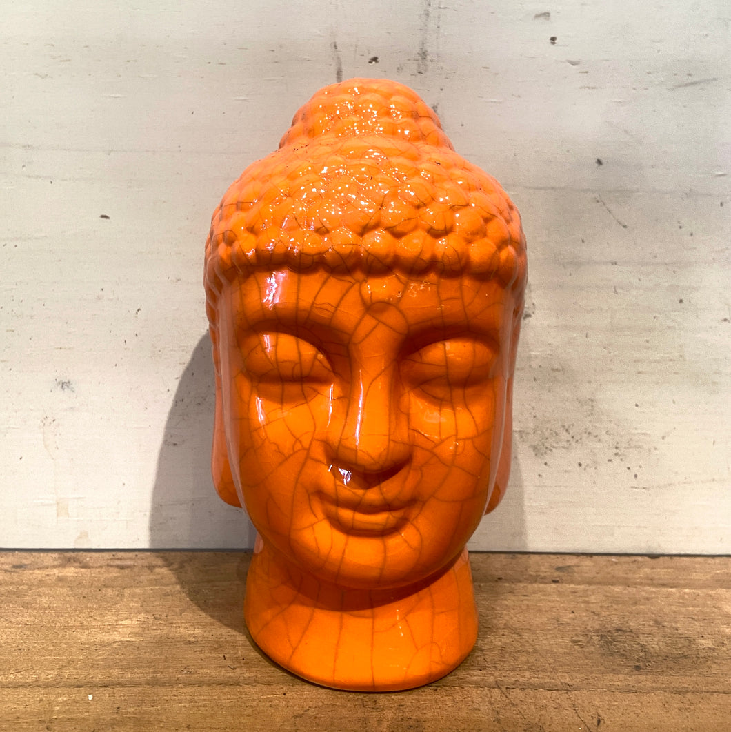 Medium Orange Ceramic Buddha Head