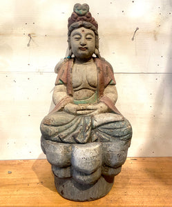 Large  Vintage Camphor Sitting Quan Yin
