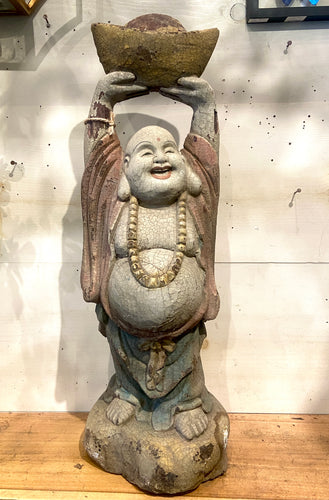Large Vintage Camphor Laughing Buddha