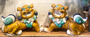 Painted Ceramic Foo Dogs