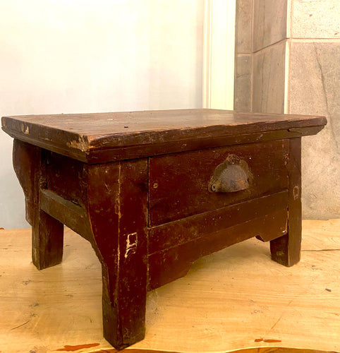 Antique Wooden Chest & Stool