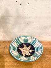 Load image into Gallery viewer, Teal and White Woven Mudball Dish