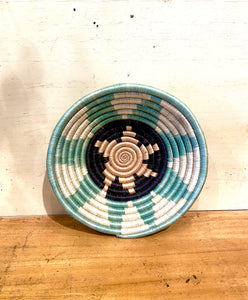 Teal and White Woven Mudball Dish