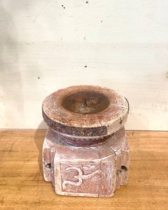 Vintage Om Symbol Cedar Mudball Container
