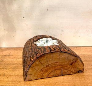 Wooden Half Log Mudball Container