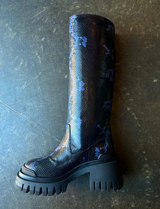 Purple & Black Snake Print Boots