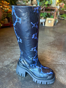 Purple & Black Snake Print Boots