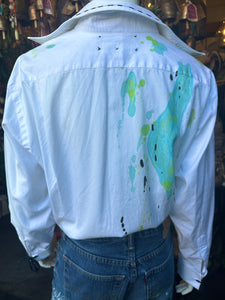 Origami Crane One of a Kind Hand Painted White Shirt I