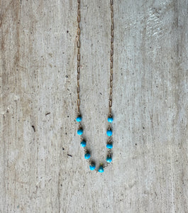 10 Mini Turquoise Bead Necklace