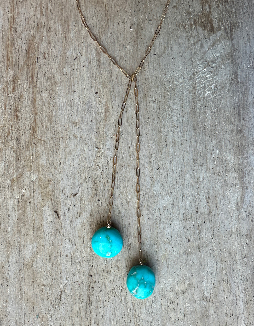 Jumbo Turquoise Bead Lariat Necklace