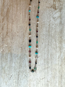 Turquoise & Multi Bead Station Necklace