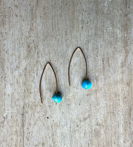 Medium Turquoise Bead Wire Earrings