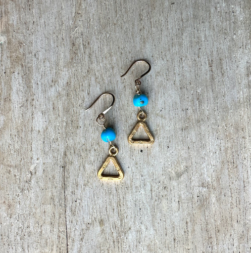 Medium Turquoise Triangle Earrings