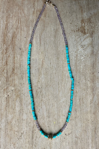 Turquoise & Sapphire Beaded Necklace