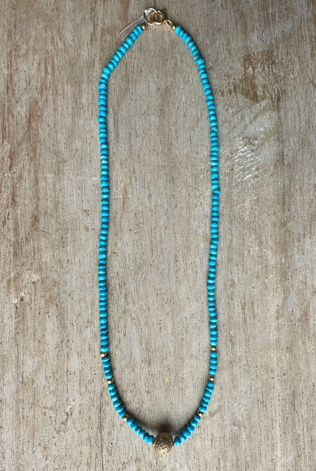 Turquoise & Diamond Ball Charm Beaded Necklace