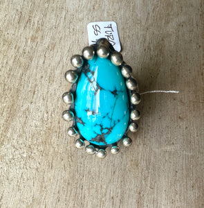 Teardrop Turquoise Silver Statement Ring