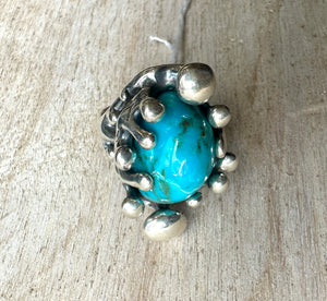 Small Turquoise Silver Statement Ring