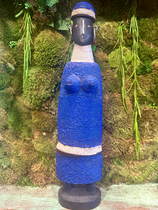 African Party Doll-Beaded Blue Female Large Doll by GracieJames Co.
