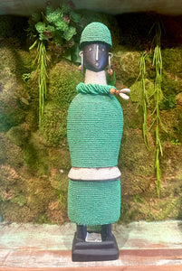 African Party Doll-Beaded Green Medium Doll