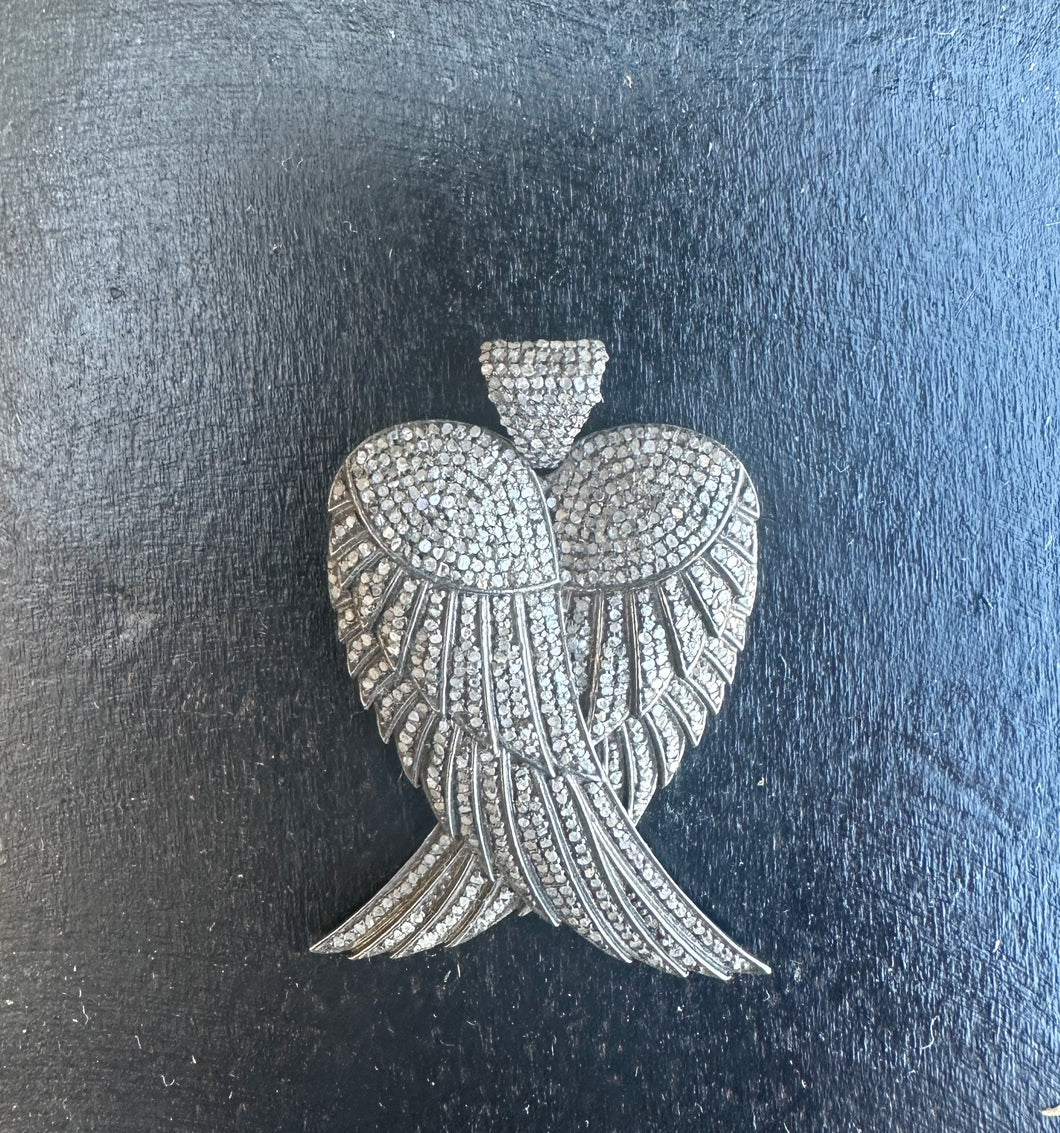 Silver and Diamond Angel Wing Pendant