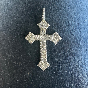 Silver and Diamond Pointed Cross Pendant