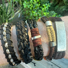 Load image into Gallery viewer, Silver Metal &amp; Woven Leather Bracelet