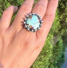 Load image into Gallery viewer, Green Turquoise Silver Statement Ring
