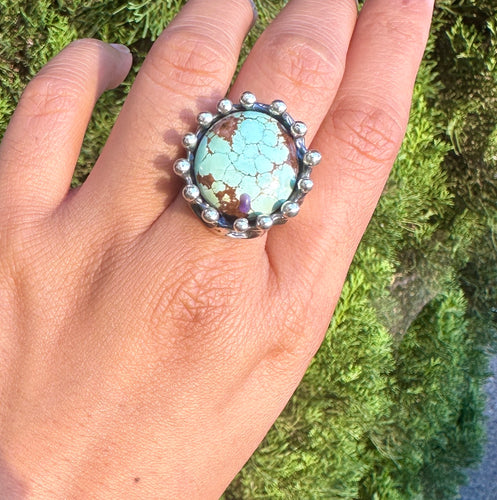 Green Turquoise Silver Statement Ring
