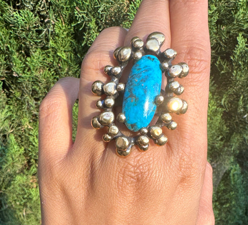 Turquoise Brass Statement Ring
