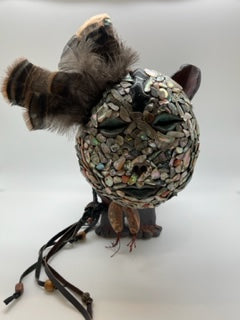 Masked Dog Series- One of a Kind Abalone Masked Pre-Columbian Protection Dog