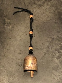 Medium Copper Coated Bell with Beaded Black Rope